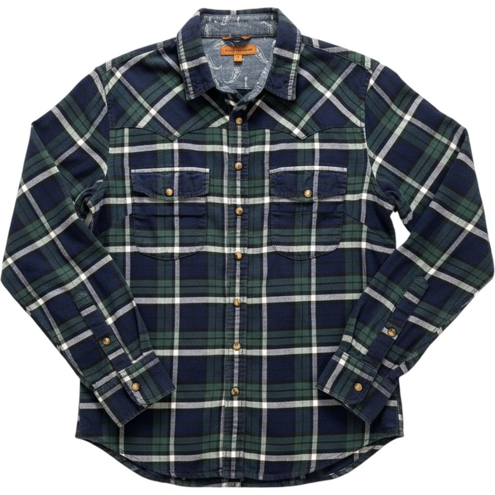 Jachs Girlfriend Womens Navy Green Plaid Western Button Down Shirt Small 852066